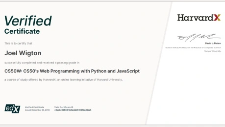 A certificate of completion