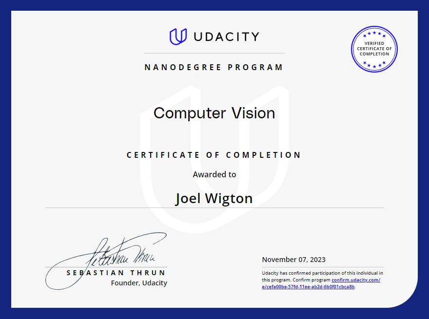 A certificate of completion