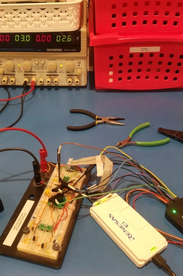 A breadboard electronics prototype