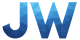 A low-poly illustration of the blue letters J. W.
